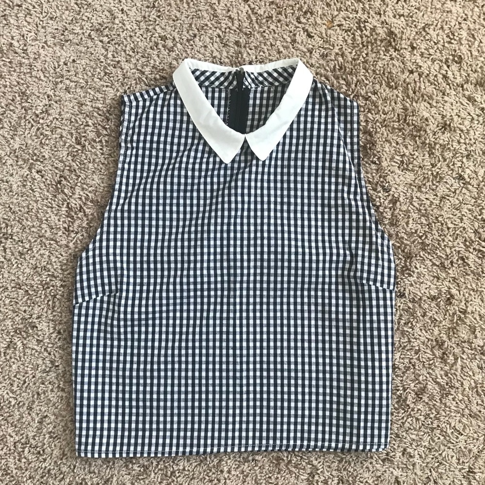 Collared Gingham Print Blouse
